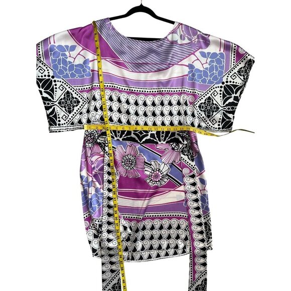 BCBGMAXAZRIA Purple Scarf Print Belted Mini Dress Large NWT $240 - Picture 10 of 11